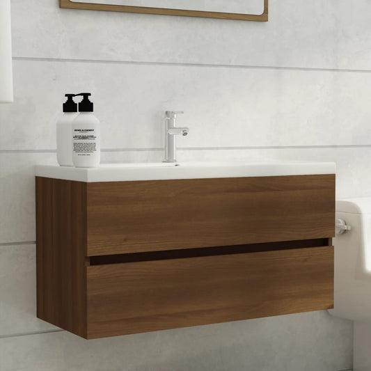Berkfield Sink Cabinet Brown Oak 90x38.5x45 cm Engineered Wood