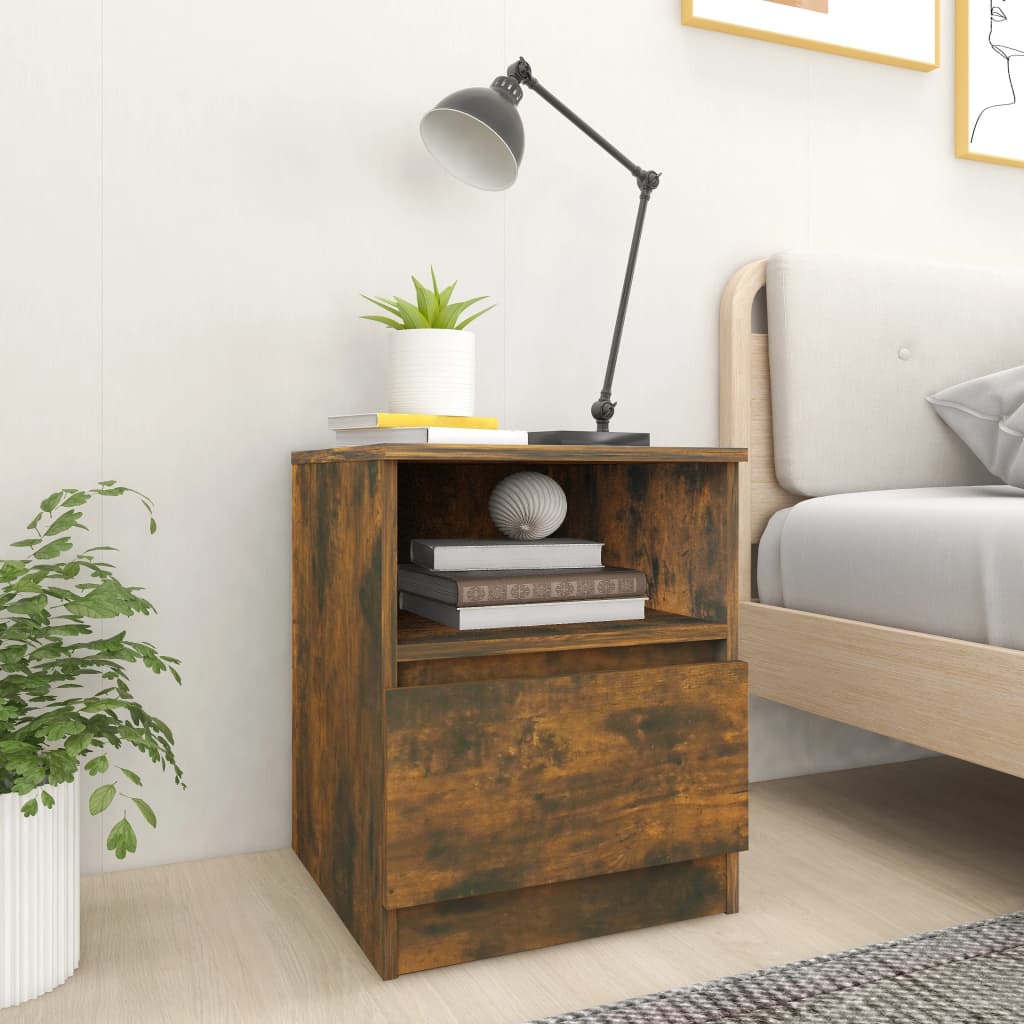 Berkfield Bedside Cabinet Smoked Oak 40x40x50 cm Engineered Wood