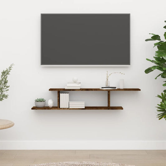 Berkfield Wall-Mounted TV Shelf Smoked Oak 125x18x23 cm Engineered Wood