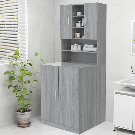Berkfield Washing Machine Cabinet Grey Sonoma 70.5x25.5x90 cm