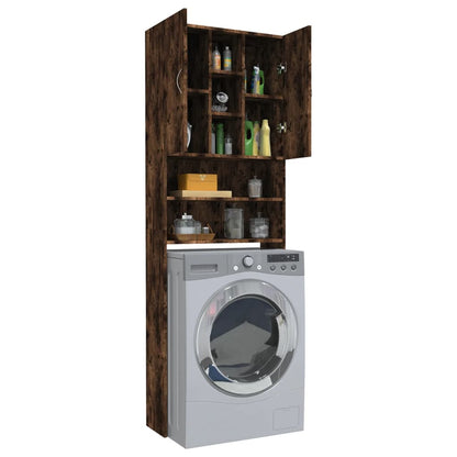 Berkfield Washing Machine Cabinet Smoked Oak 64x25.5x190 cm