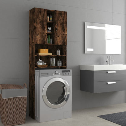 Berkfield Washing Machine Cabinet Smoked Oak 64x25.5x190 cm