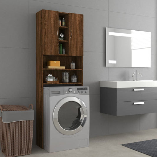 Berkfield Washing Machine Cabinet Brown Oak 64x25.5x190 cm