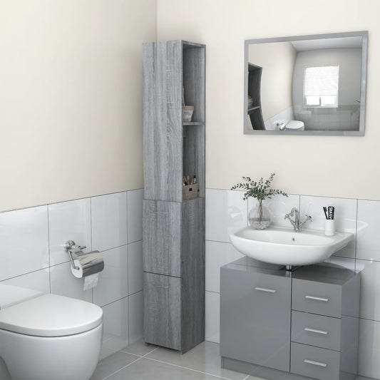Berkfield Bathroom Cabinet Grey Sonoma 25x26.5x170 cm Engineered Wood