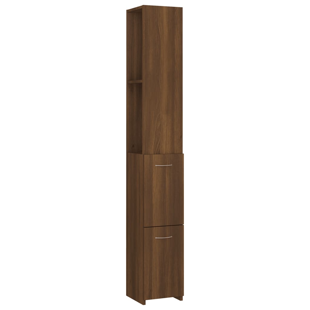 Berkfield Bathroom Cabinet Brown Oak 25x26.5x170 cm Engineered Wood