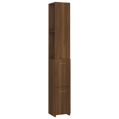 Berkfield Bathroom Cabinet Brown Oak 25x26.5x170 cm Engineered Wood