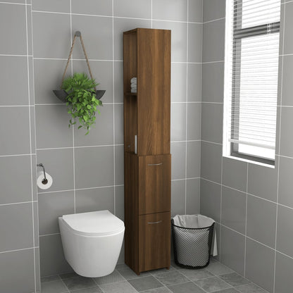 Berkfield Bathroom Cabinet Brown Oak 25x26.5x170 cm Engineered Wood