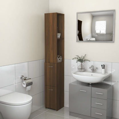 Berkfield Bathroom Cabinet Brown Oak 25x26.5x170 cm Engineered Wood