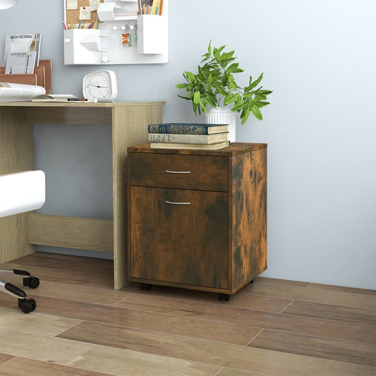 Berkfield Rolling Cabinet Smoked Oak 45x38x54 cm Engineered Wood