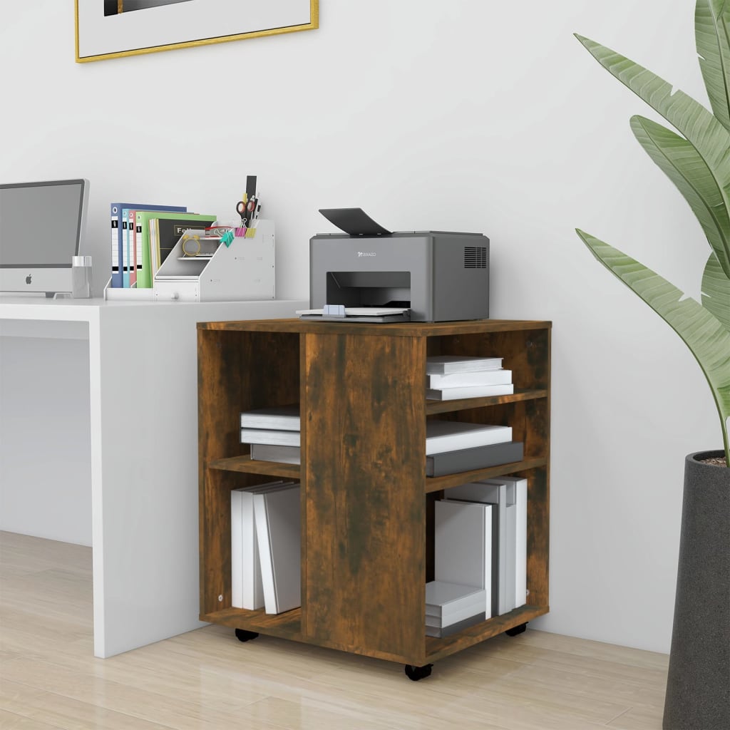 Berkfield Rolling Cabinet Smoked Oak 60x53x72 cm Engineered Wood
