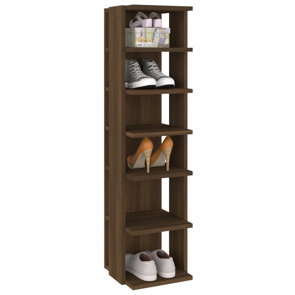Berkfield Shoe Rack Brown Oak 27.5x27x102 cm Engineered Wood