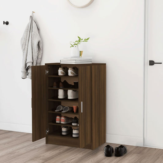 Berkfield Shoe Cabinet Brown Oak 60x35x92 cm Engineered Wood