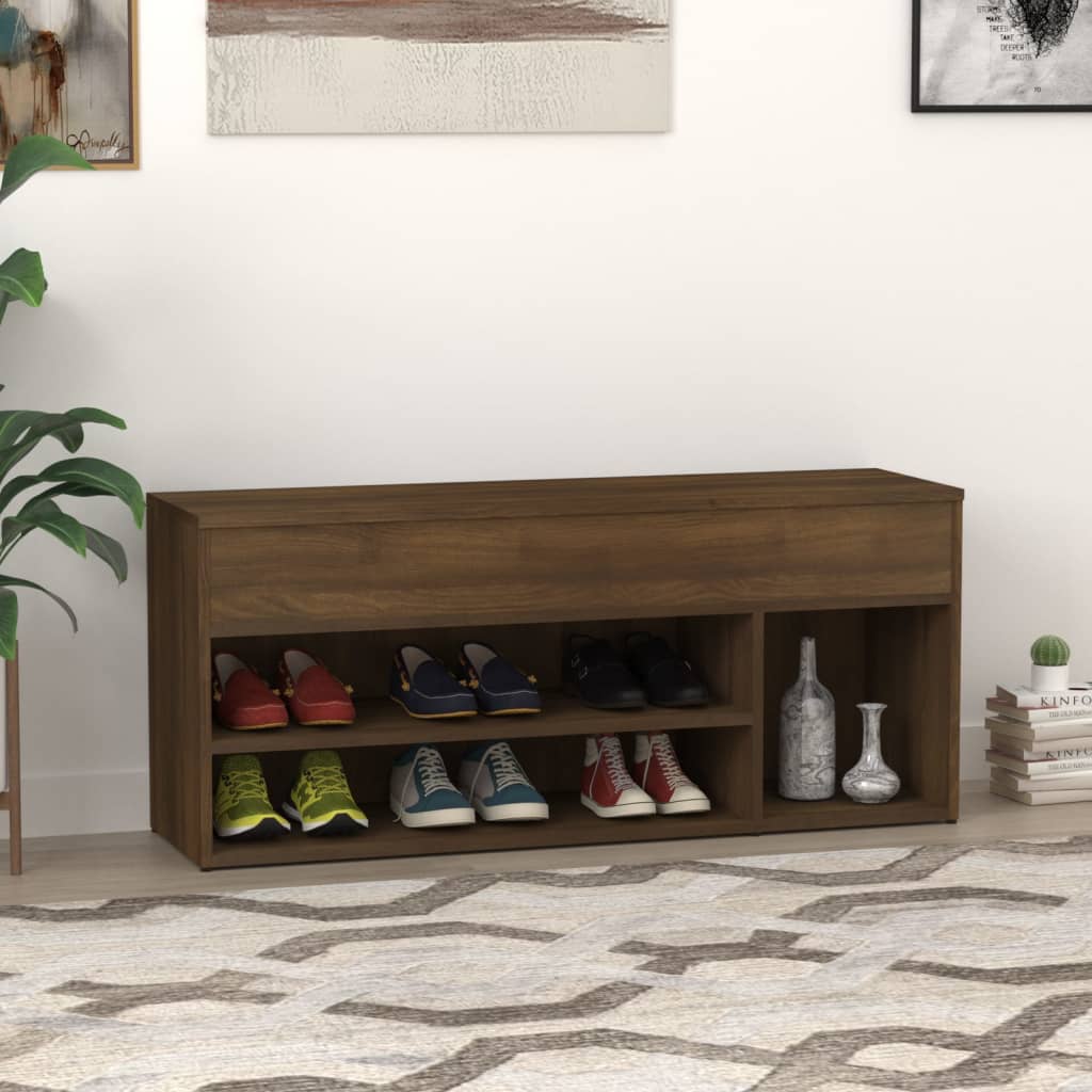 Berkfield Shoe Bench Brown Oak 105x30x45 cm Engineered Wood