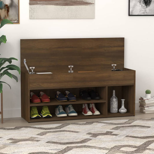 Berkfield Shoe Bench Brown Oak 105x30x45 cm Engineered Wood