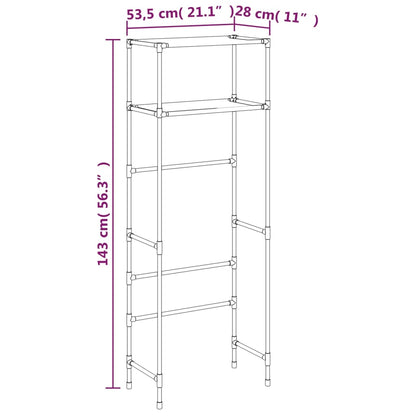 Berkfield 2-Tier Storage Rack over Toilet Black 53.5x28x143 cm Iron