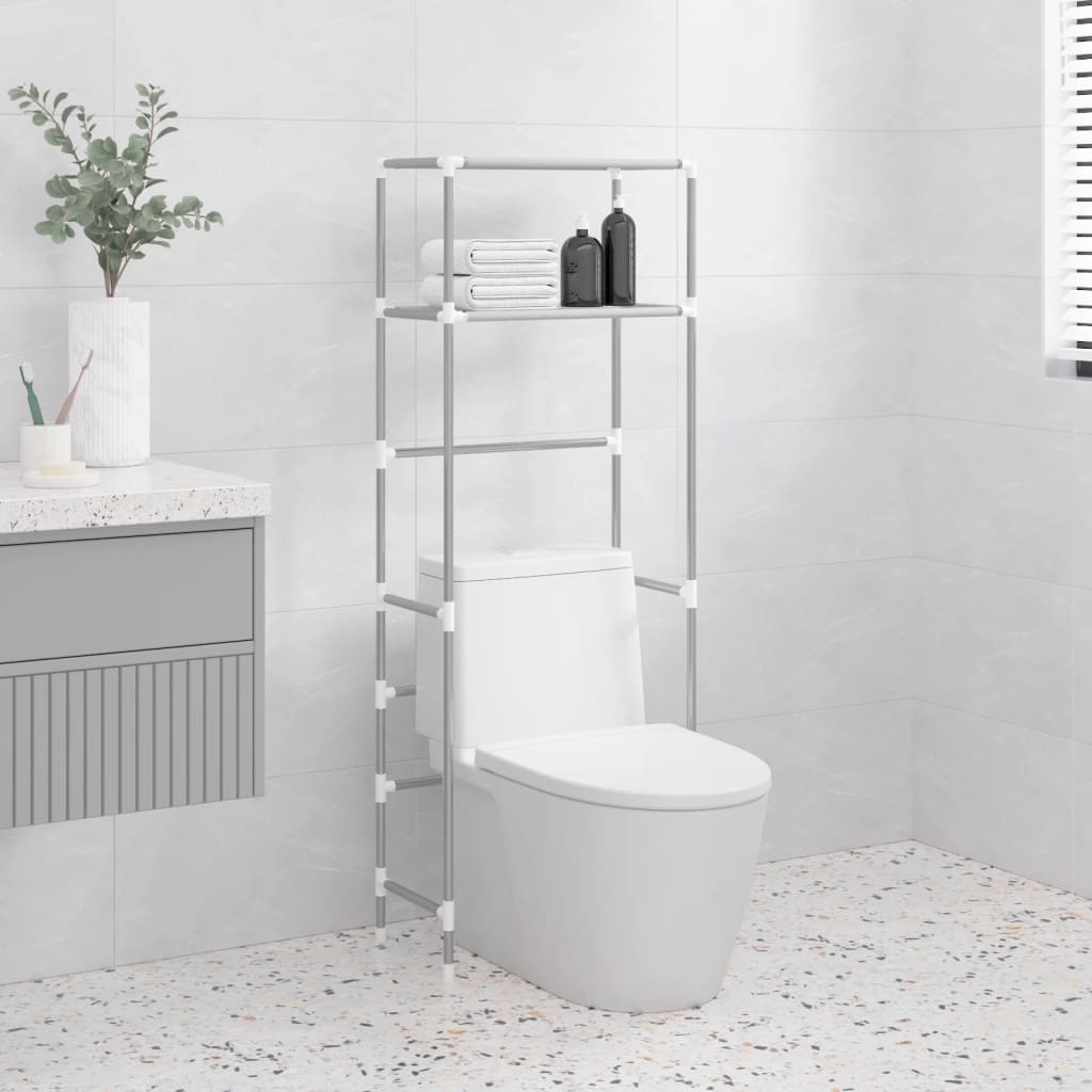 Berkfield 2-Tier Storage Rack over Toilet Grey 53.5x28x143 cm Iron