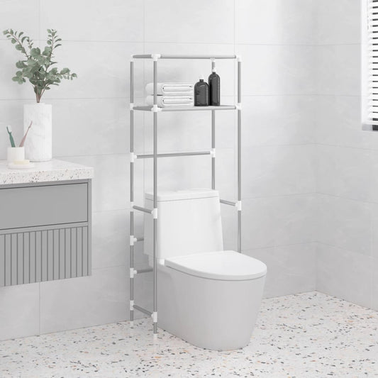 Berkfield 2-Tier Storage Rack over Toilet Grey 53.5x28x143 cm Iron