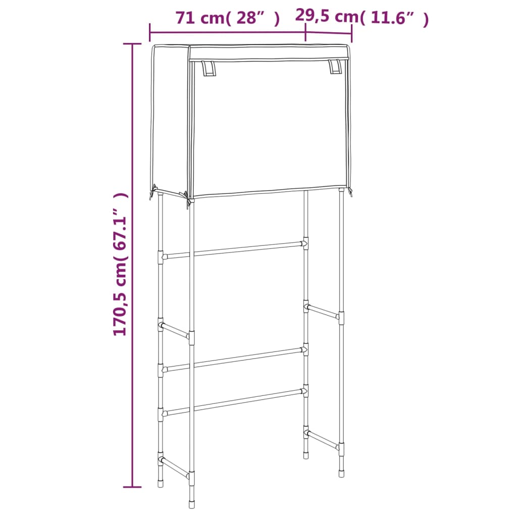 Berkfield 2-Tier Storage Rack over Laundry Machine Brown 71x29.5x170.5 cm Iron