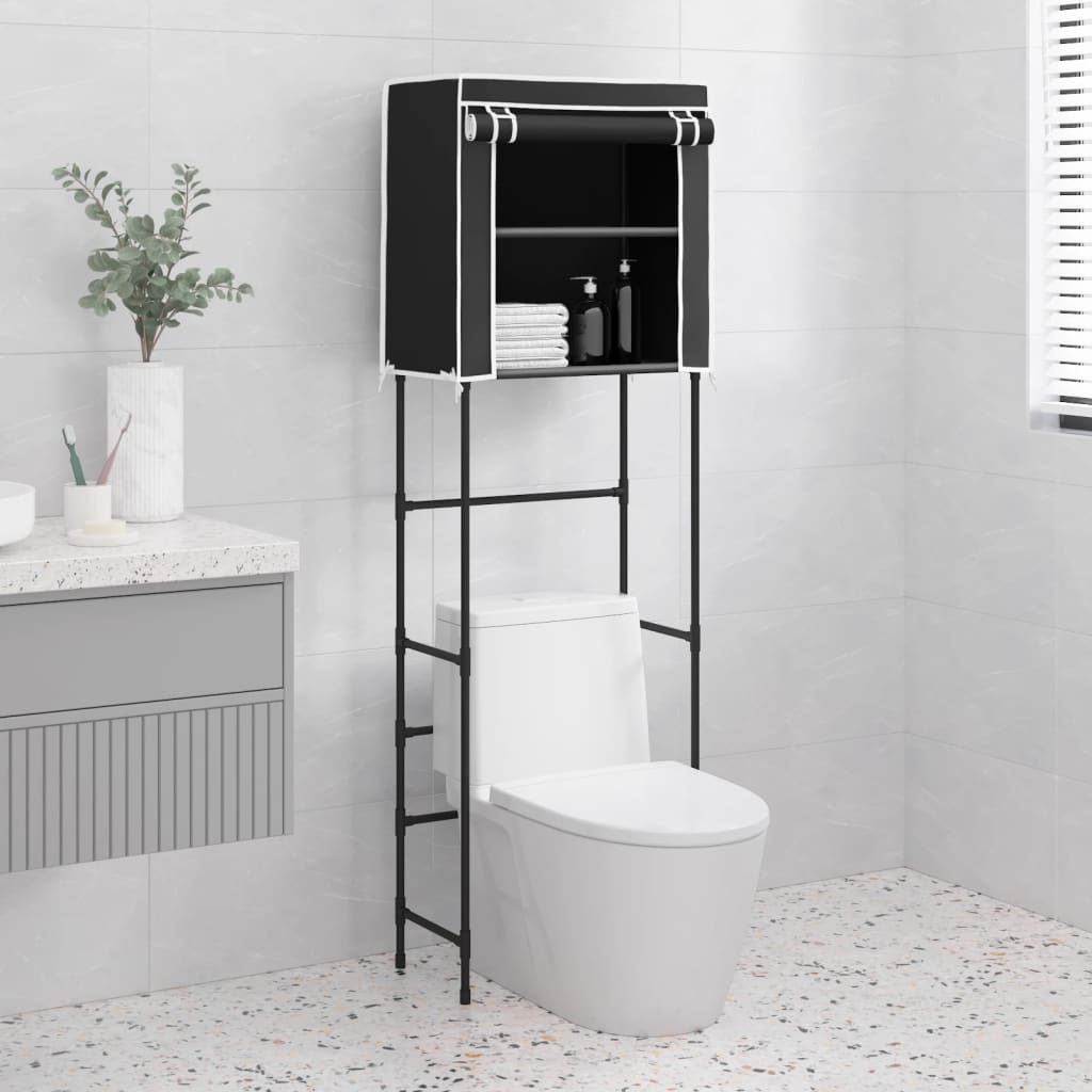 Berkfield 2-Tier Storage Rack over Toilet Black 56x30x170 cm Iron