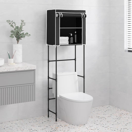 Berkfield 2-Tier Storage Rack over Toilet Black 56x30x170 cm Iron