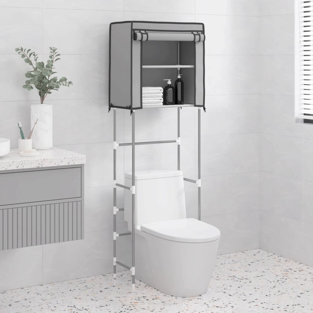 Berkfield 2-Tier Storage Rack over Toilet Grey 56x30x170 cm Iron