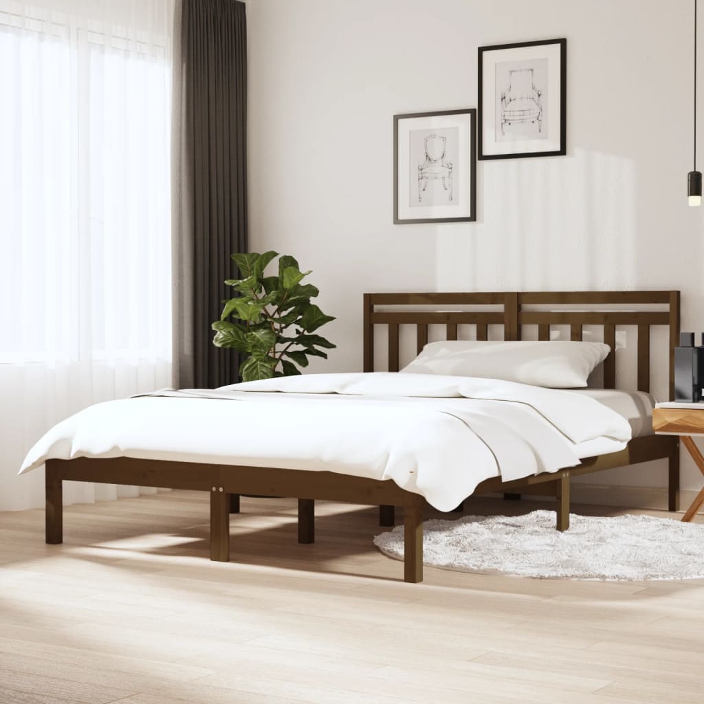 Berkfield Bed Frame Honey Brown 135x190 cm Double Solid Wood
