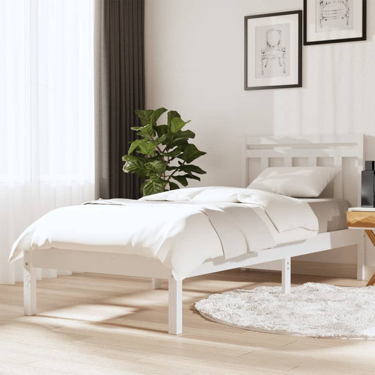 Berkfield Bed Frame White Solid Wood Pine 100x200 cm