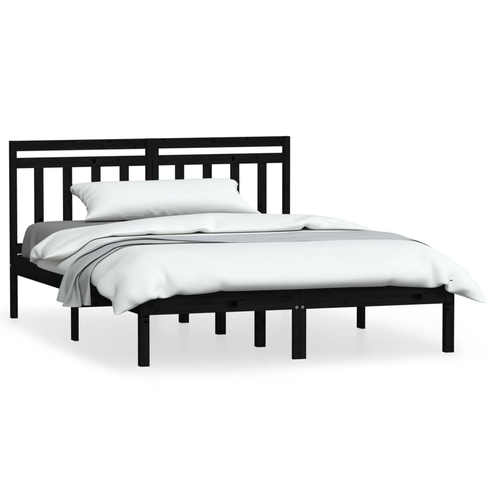 Berkfield Bed Frame Black Solid Wood Pine 120x200 cm