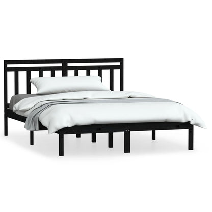 Berkfield Bed Frame Black Solid Wood Pine 120x200 cm