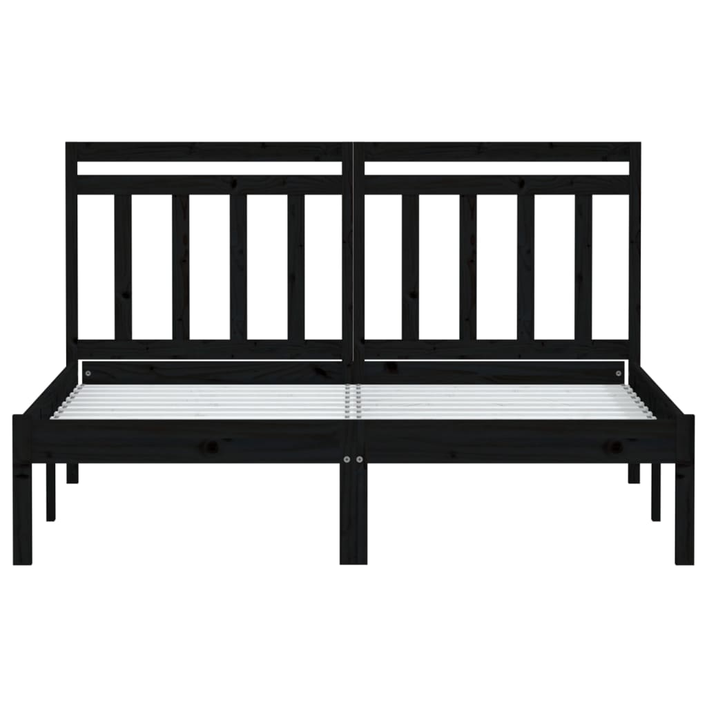 Berkfield Bed Frame Black Solid Wood Pine 120x200 cm