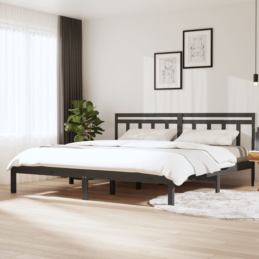 Berkfield Bed Frame Grey 180x200 cm Super King Size Solid Wood