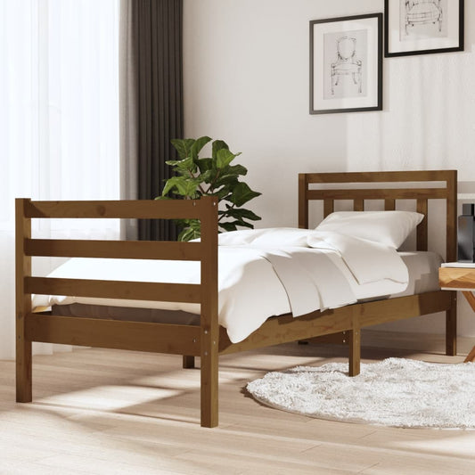 Berkfield Bed Frame Honey Brown 75x190 cm Small Single Solid Wood