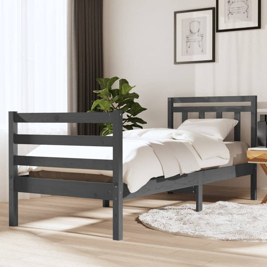 Berkfield Bed Frame Grey 90x190 cm Single Solid Wood