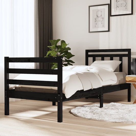 Berkfield Bed Frame Black 90x190 cm Single Solid Wood