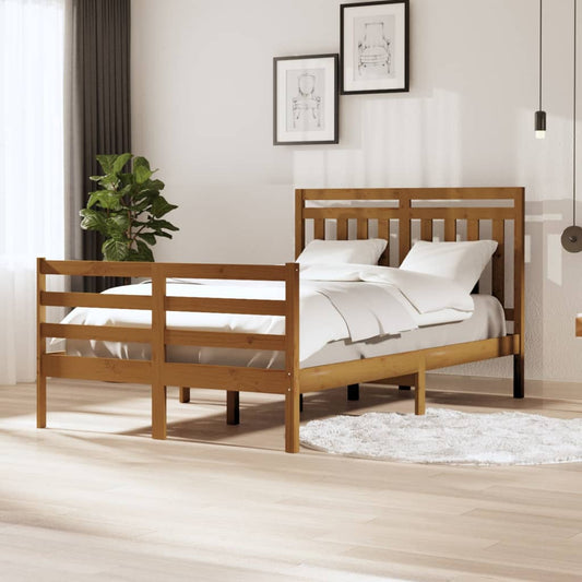 Berkfield Bed Frame Honey Brown 120x190 cm Small Double Solid Wood