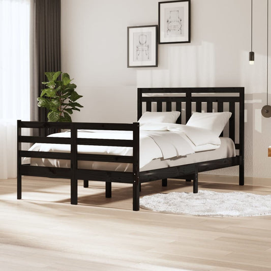 Berkfield Bed Frame Black 120x190 cm Small Double Solid Wood