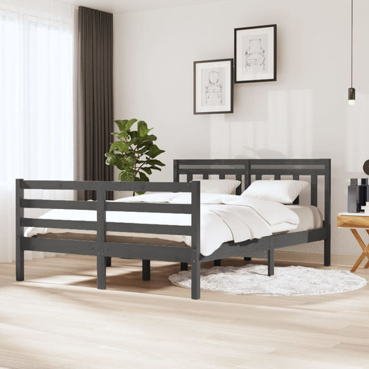 Berkfield Bed Frame Grey 135x190 cm Double Solid Wood
