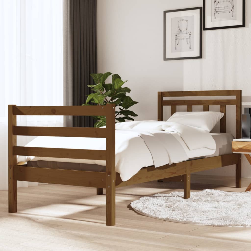 Berkfield Bed Frame Honey Brown Solid Wood 90x200 cm