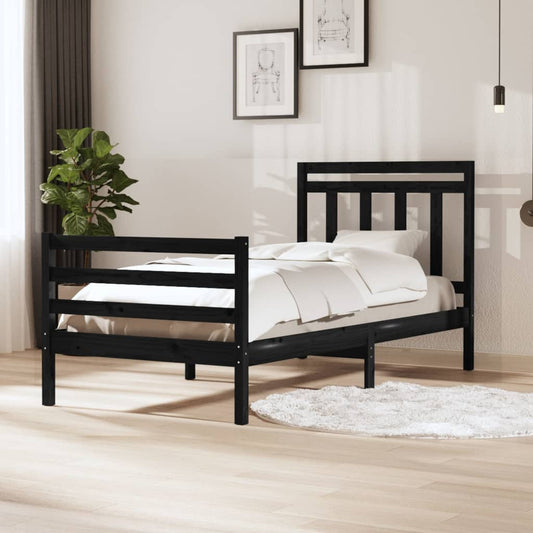 Berkfield Bed Frame Black Solid Wood 100x200 cm
