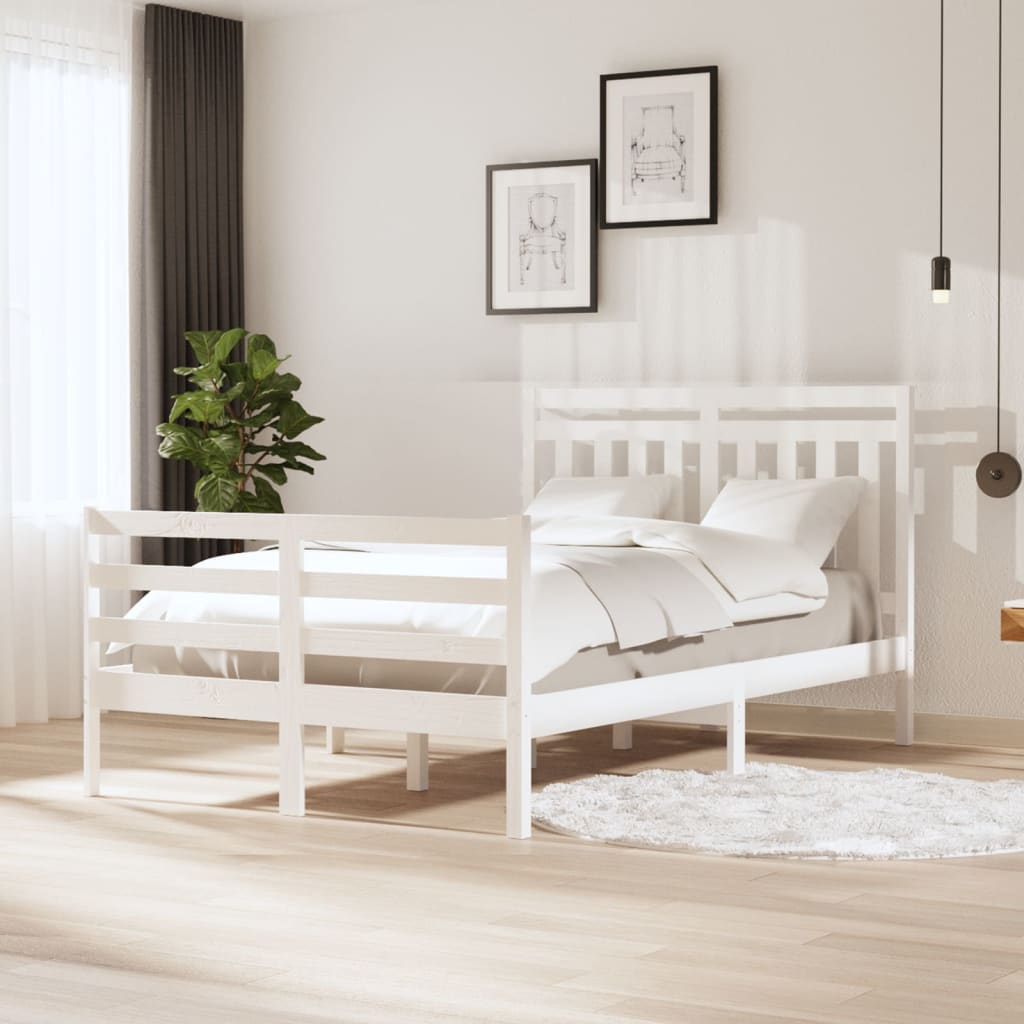 Berkfield Bed Frame White Solid Wood 120x200 cm