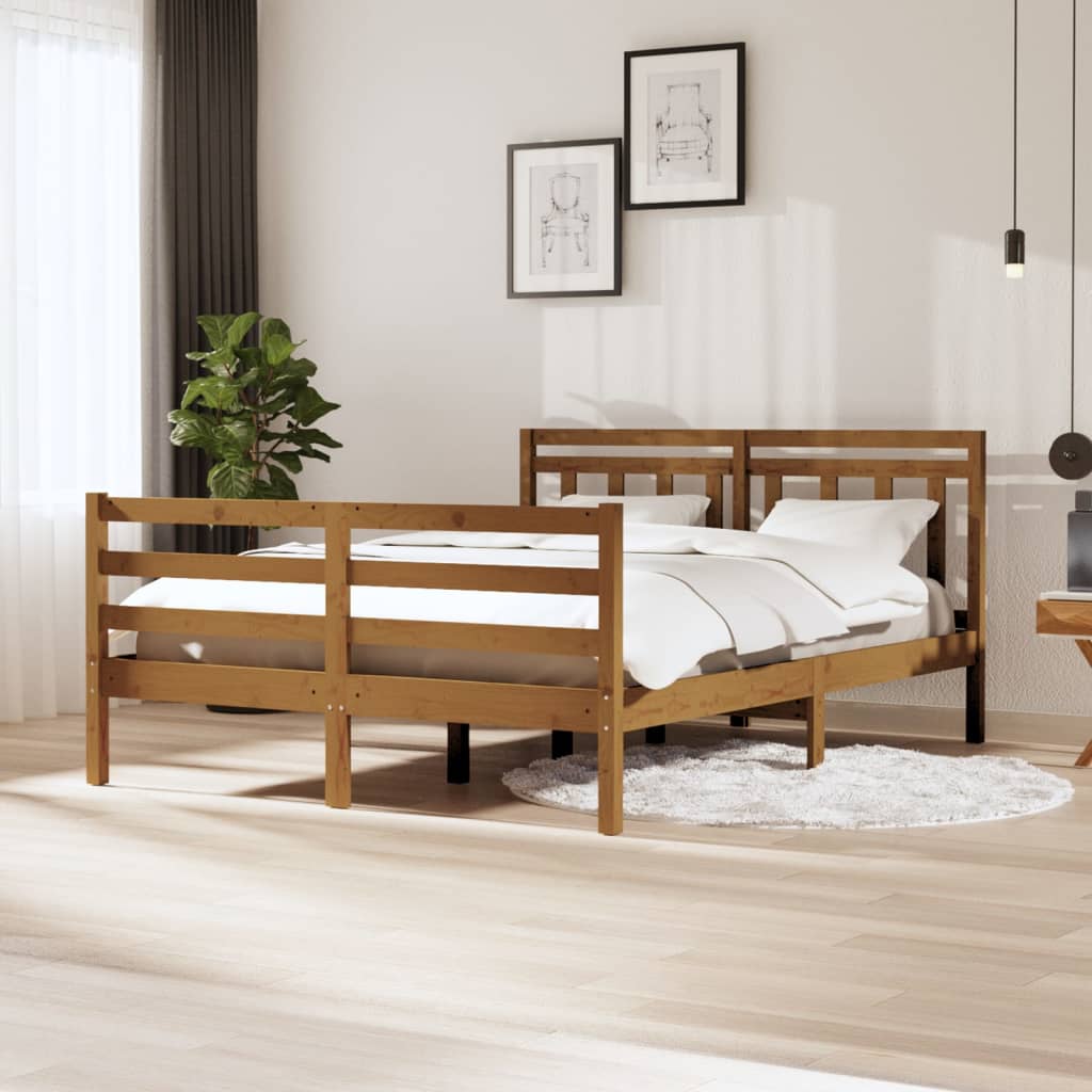 Berkfield Bed Frame Honey Brown Solid Wood 140x200 cm