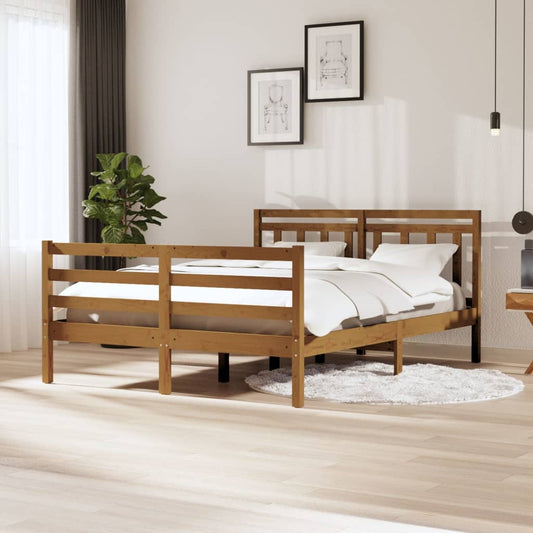 Berkfield Bed Frame Honey Brown Solid Wood 140x200 cm