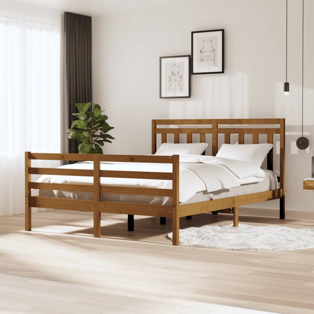 Berkfield Bed Frame Honey Brown 150x200 cm King Size Solid Wood
