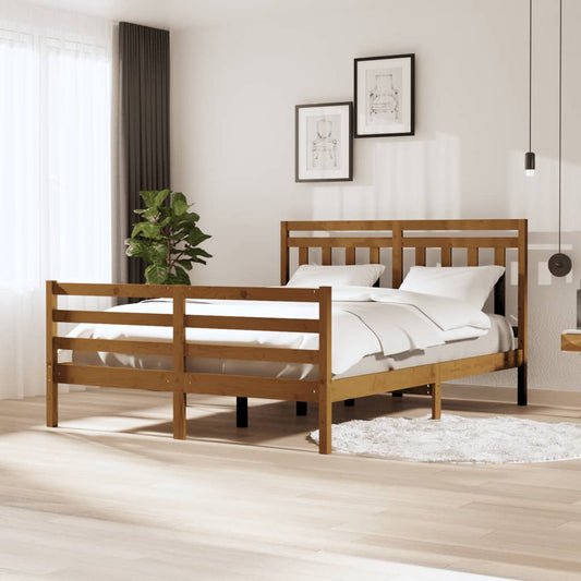 Berkfield Bed Frame Honey Brown 150x200 cm King Size Solid Wood