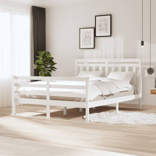 Berkfield Bed Frame White Solid Wood 160x200 cm