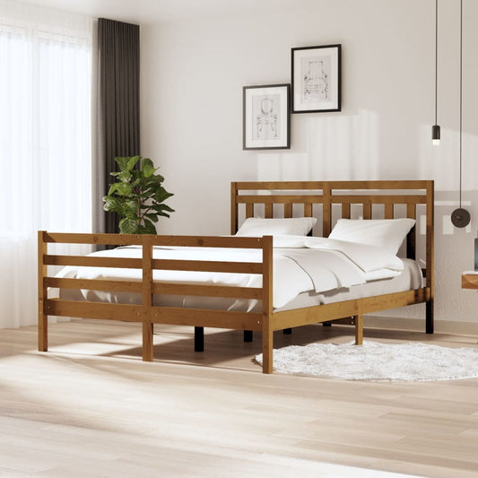 Berkfield Bed Frame Honey Brown Solid Wood 160x200 cm