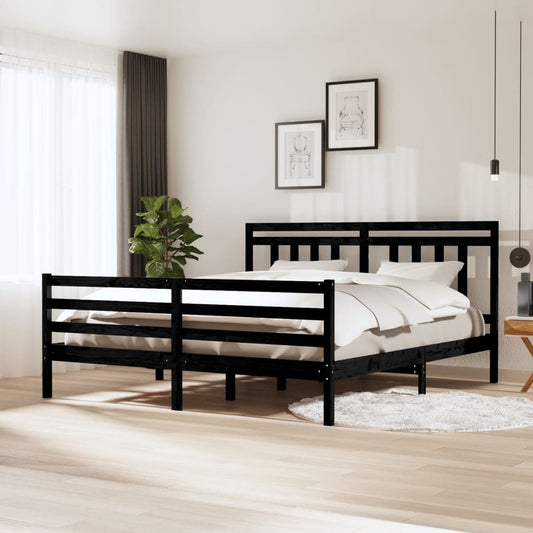 Berkfield Bed Frame Black 180x200 cm Super King Size Solid Wood