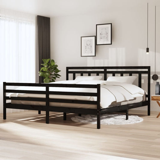 Berkfield Bed Frame Black Solid Wood 200x200 cm