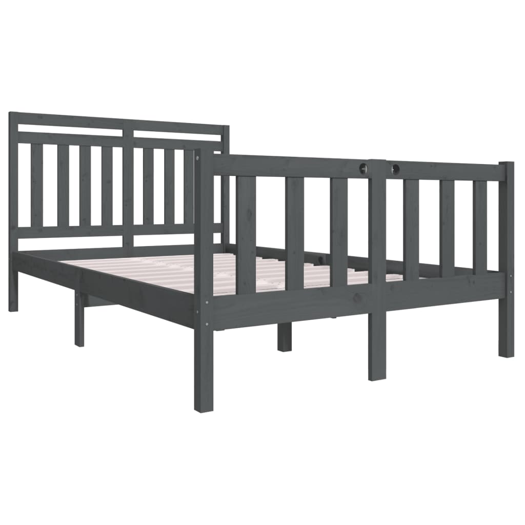 Berkfield Bed Frame Grey 120x190 cm Small Double Solid Wood