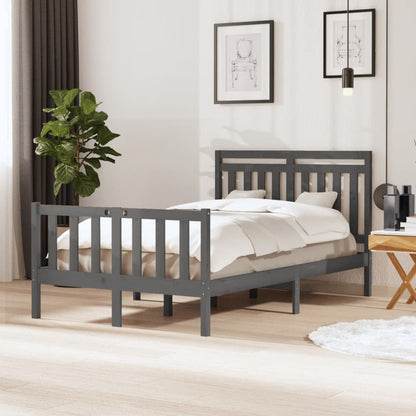 Berkfield Bed Frame Grey 120x190 cm Small Double Solid Wood